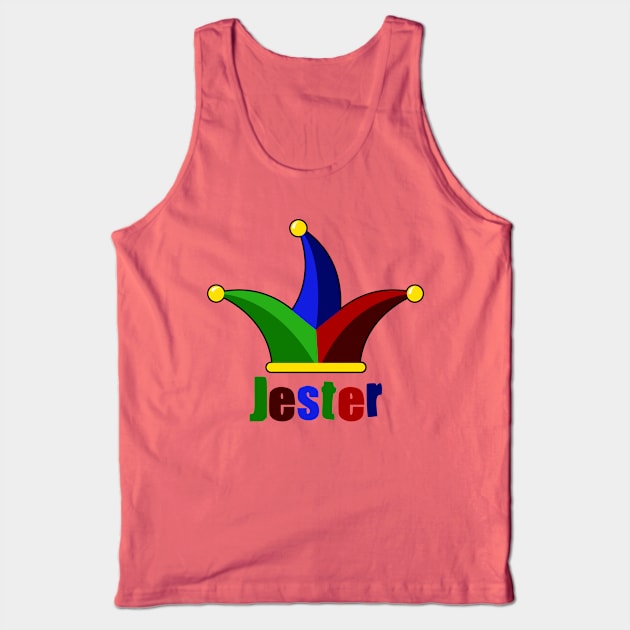 Jester with jester hat in green, blue, red, yellow and black Tank Top by SHENNIX